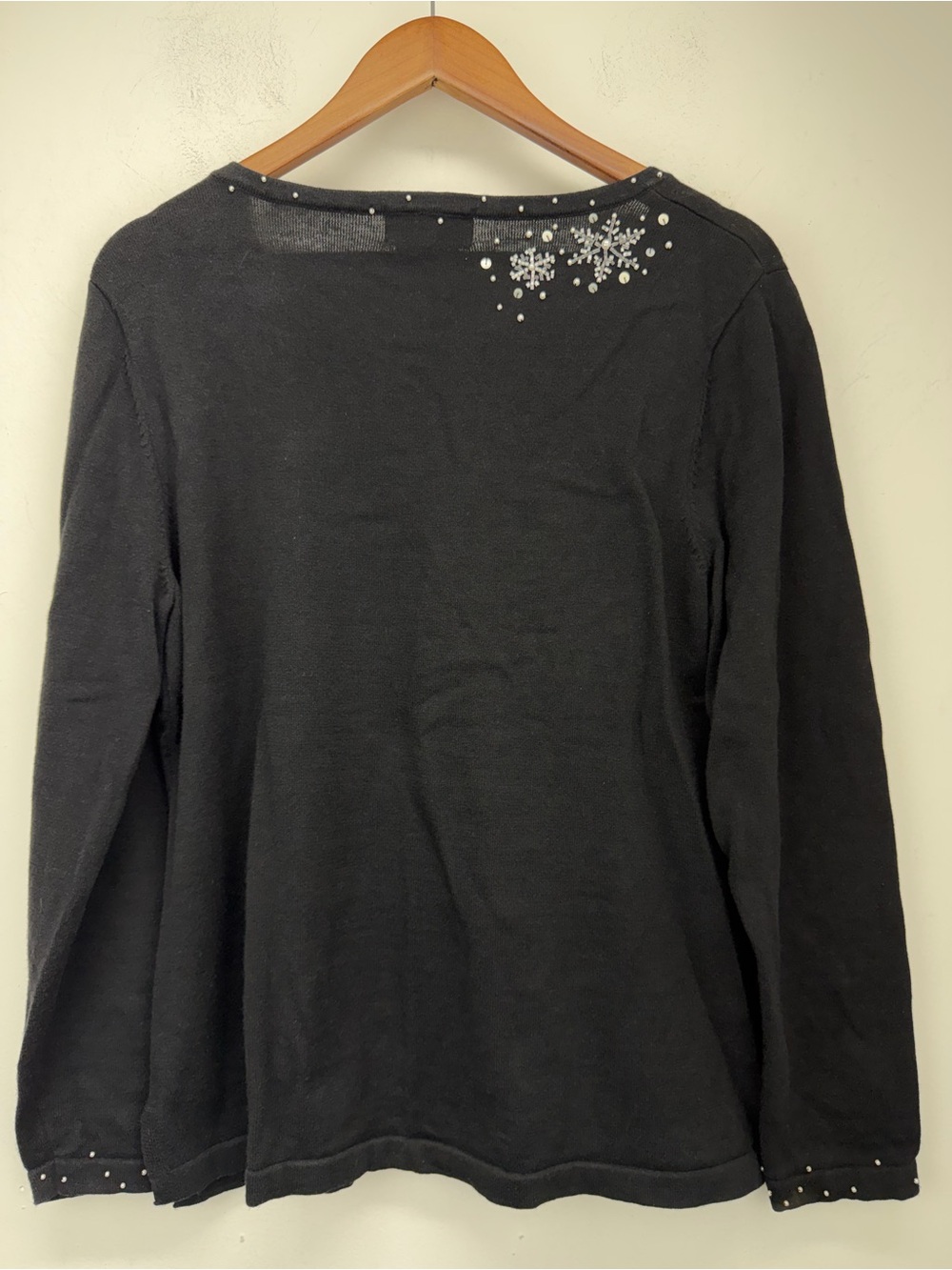 Vintage Berek size XL Women’s Black Knit Sequin Santa Claus Holiday Sweater - Picture 6 of 8